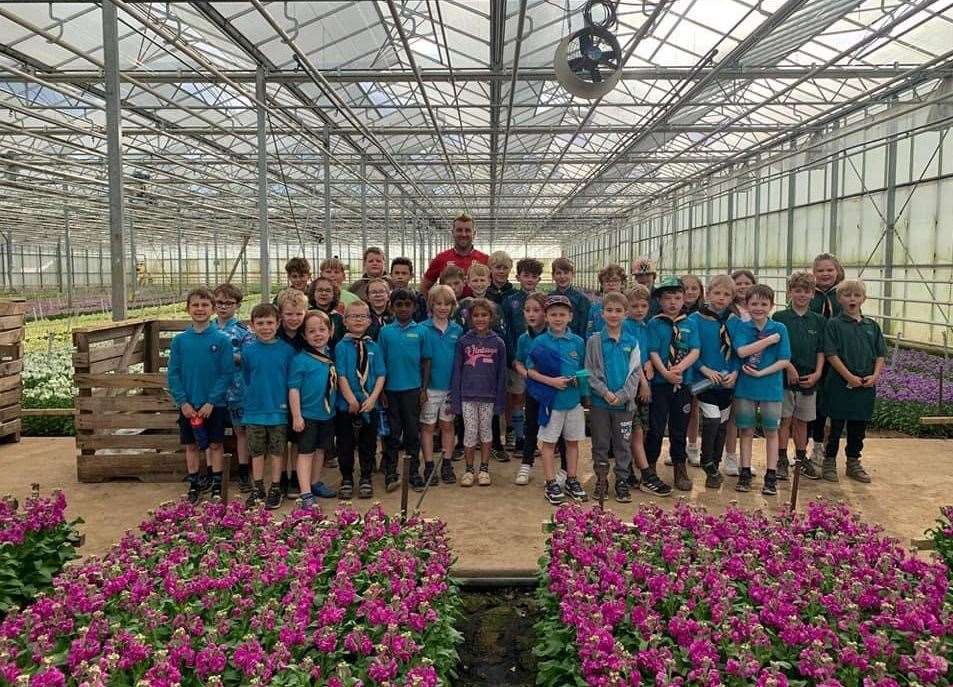Members of 2nd Pinchbeck Scout Group enjoy a visit to Lambs Flowers in Pinchbeck