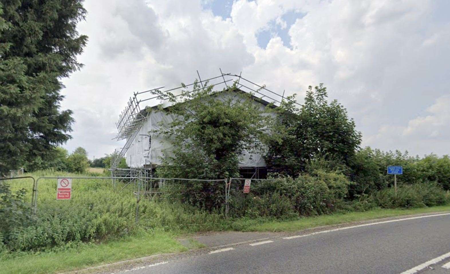 Toll House Cottage, Bourne Road, Folkingham (after scaffolding was erected) Photo: Google (59966018)