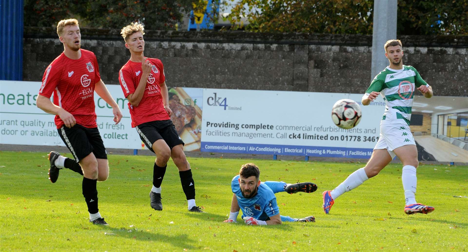 Action from Pinchbeck's home defeat to Framlingham. Photo: Chris Lowndes