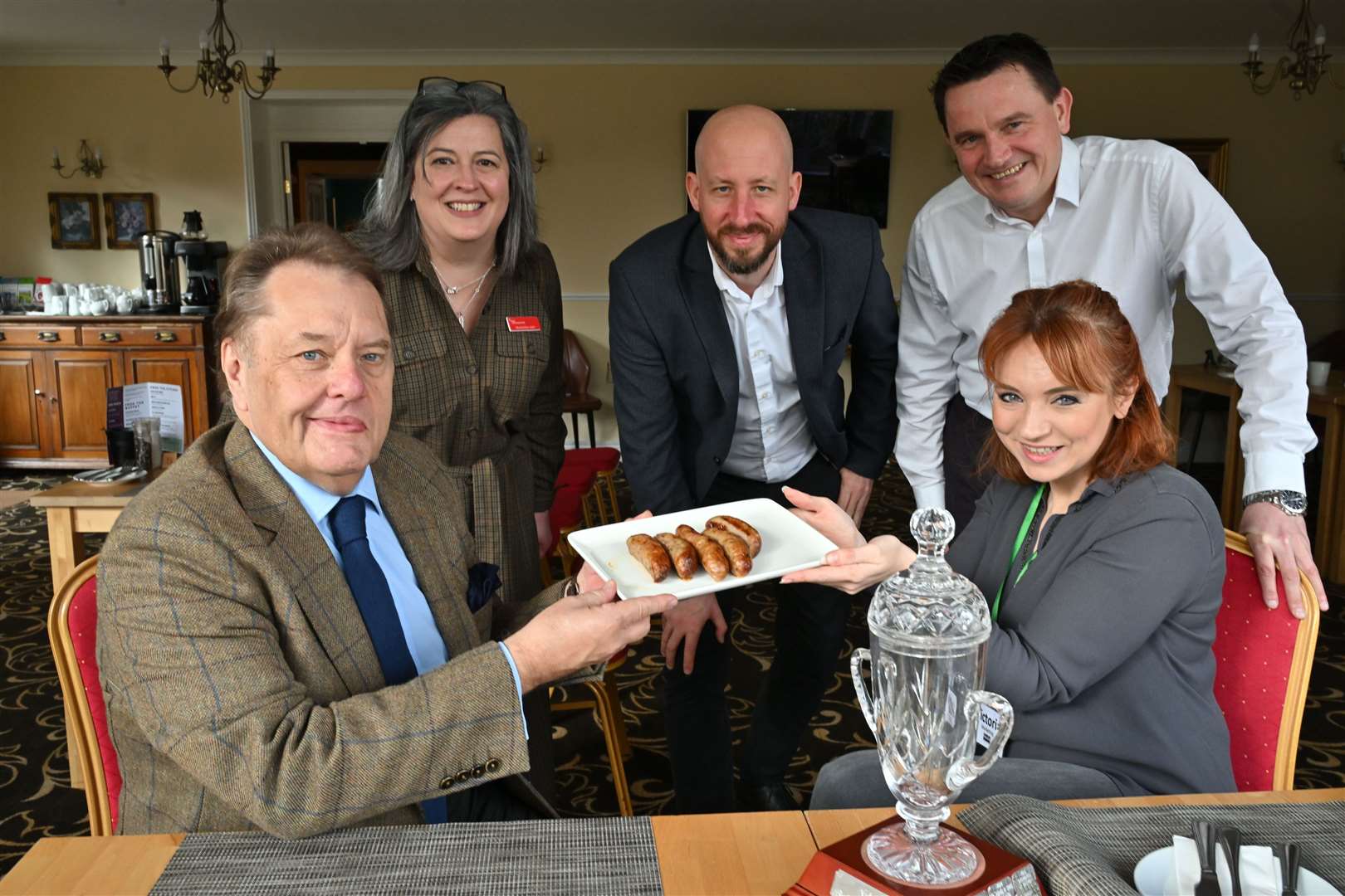 The Butcher’s Pride judges this year were chairman Sir John Hayes and Victoria Burden (seated) with Fran East, Duncan Browne and Carl Smith. Photo: David Lowndes