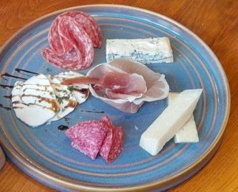 A starter of Italian meat and cheese
