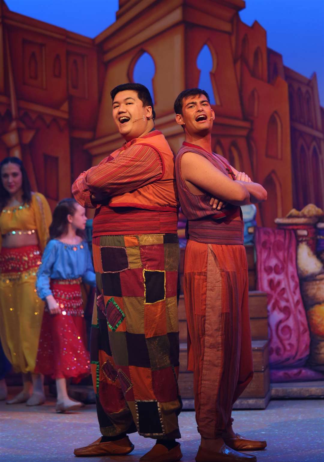 Matt Alexander-Lautman as Aladdin and Yñaqui Tuason-Inocian as Chip Spice - Photo credit Caroline Keyworth