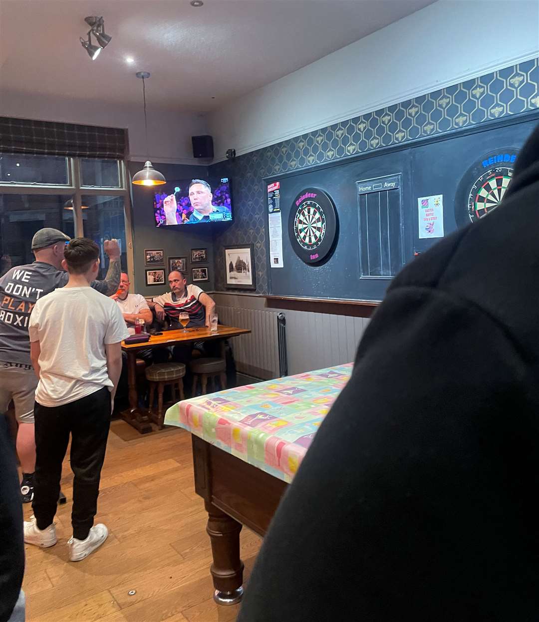 It was darts night and the place was busy