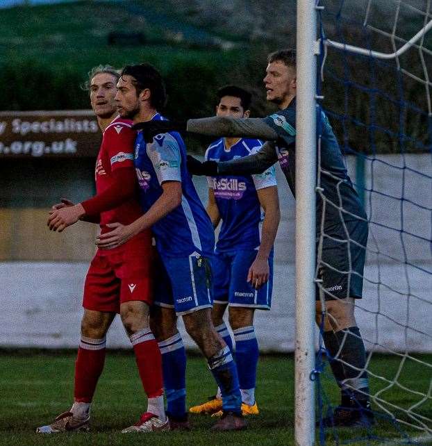 Goalkeeper Tom Jackson in action against the Daniels during his spell with Frickley Athletic. Photo: Dan Allen