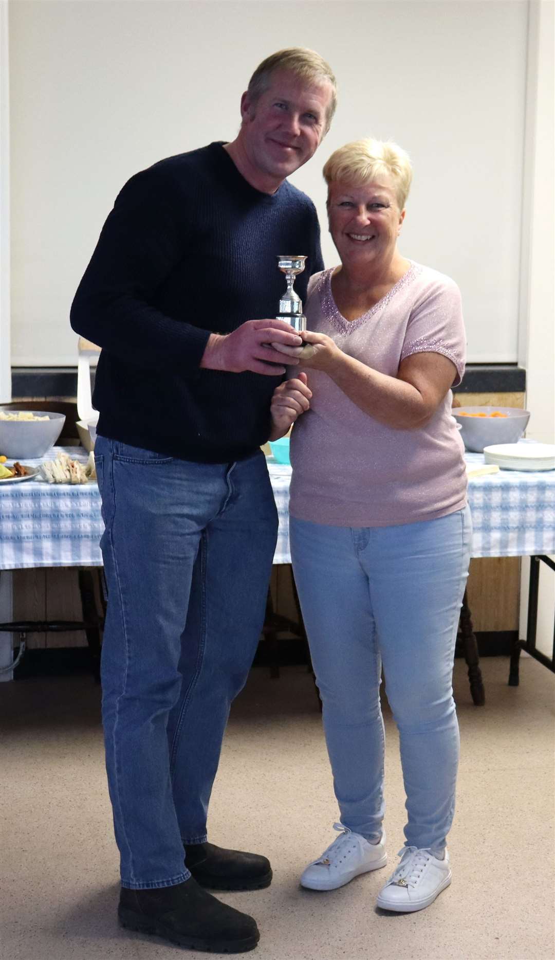 Adam Stadler shared the Talents Trophy with Monika Nowak. He is pictured with Commodore Sarah Prior.
