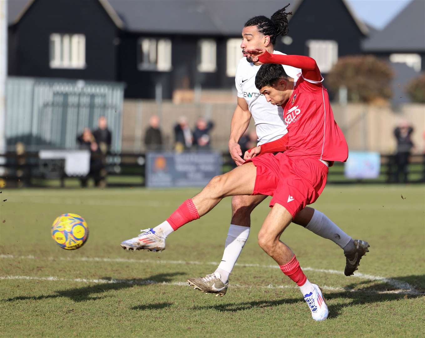 Action from Stamford's draw at Royston Town on Saturday. Photo: Rob O'Brien