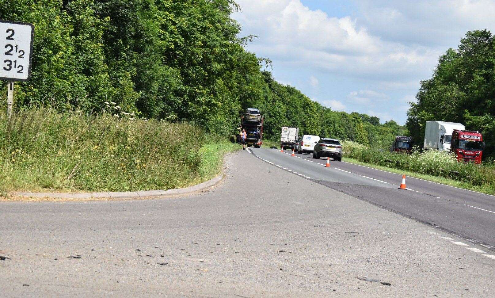 A broken down lorry is also causing delays. Photo: R. S. Mortiss