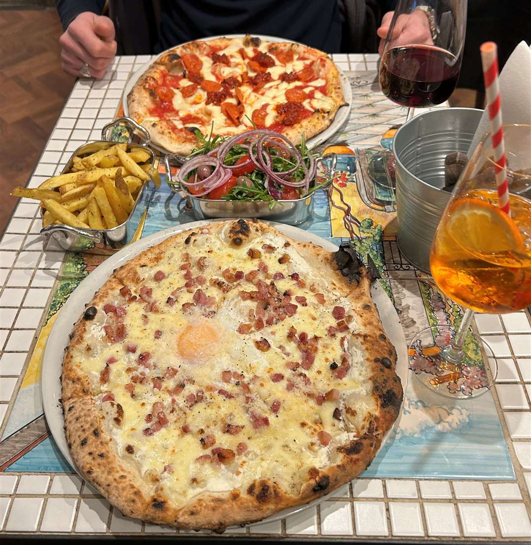My choice was a carbonara pizza