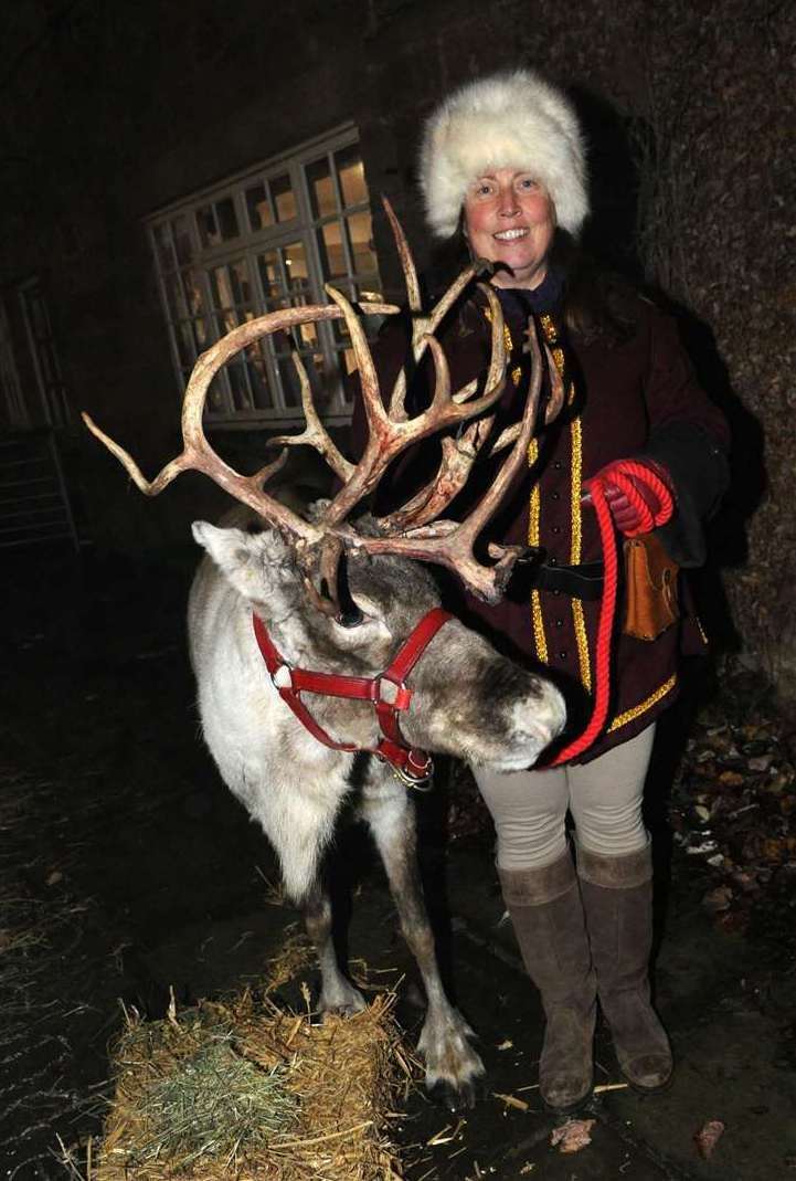 Kirsty and a reindeer. Photo: Chris Lowndes