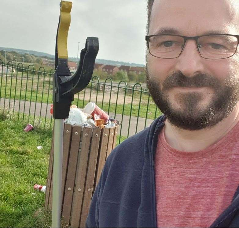 Councillor Paul Martin cleared up the litter at the park.