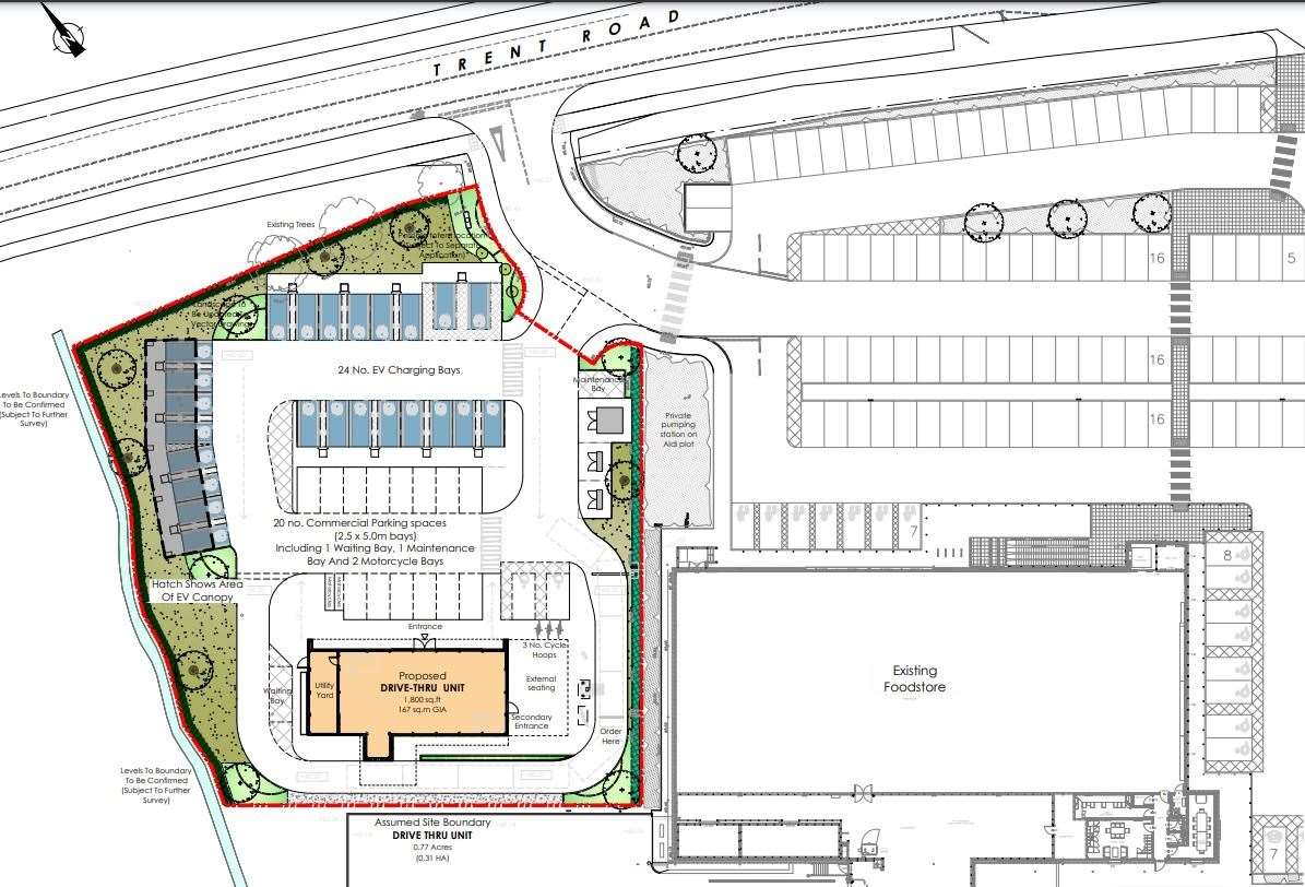 How the site could be laid out in comparison to the adjacent Aldi store. Photo: The Harris Partnership (62272952)