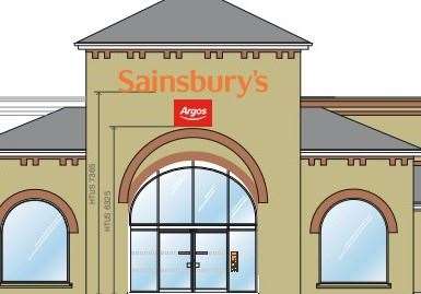 The proposed Argos sign on the front of Sainsbury's in Spalding