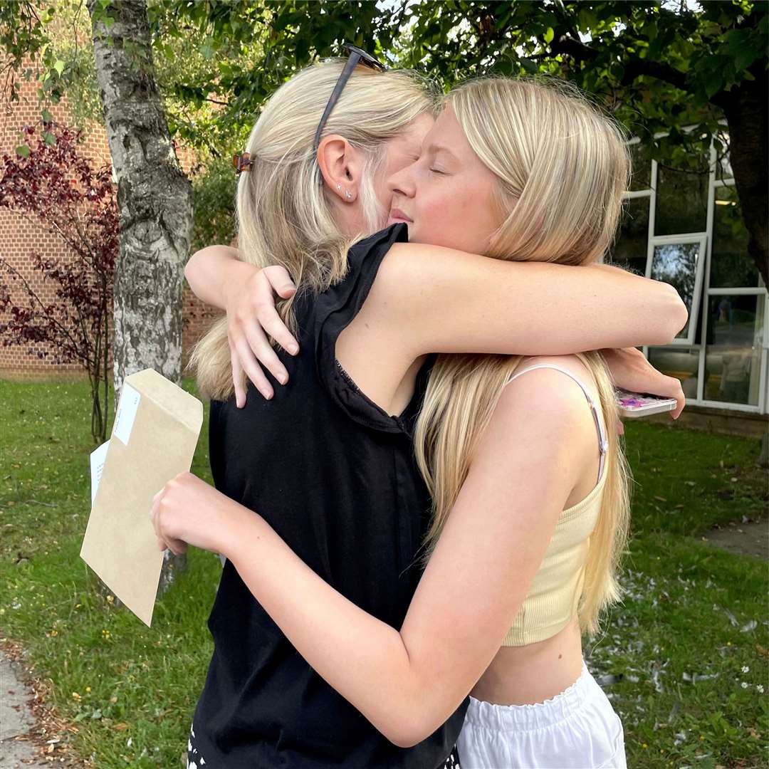 Pupils at Bourne Academy receive their A-level results