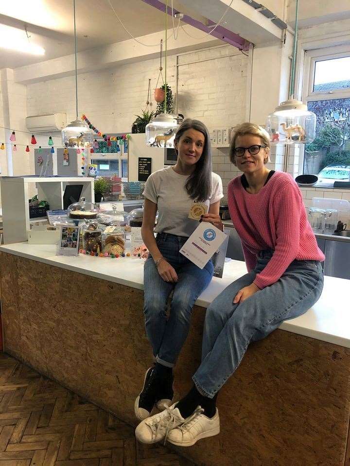 The Yard co-owners Jo Henchy and Aimee Swift with their plastic-free champion certificate