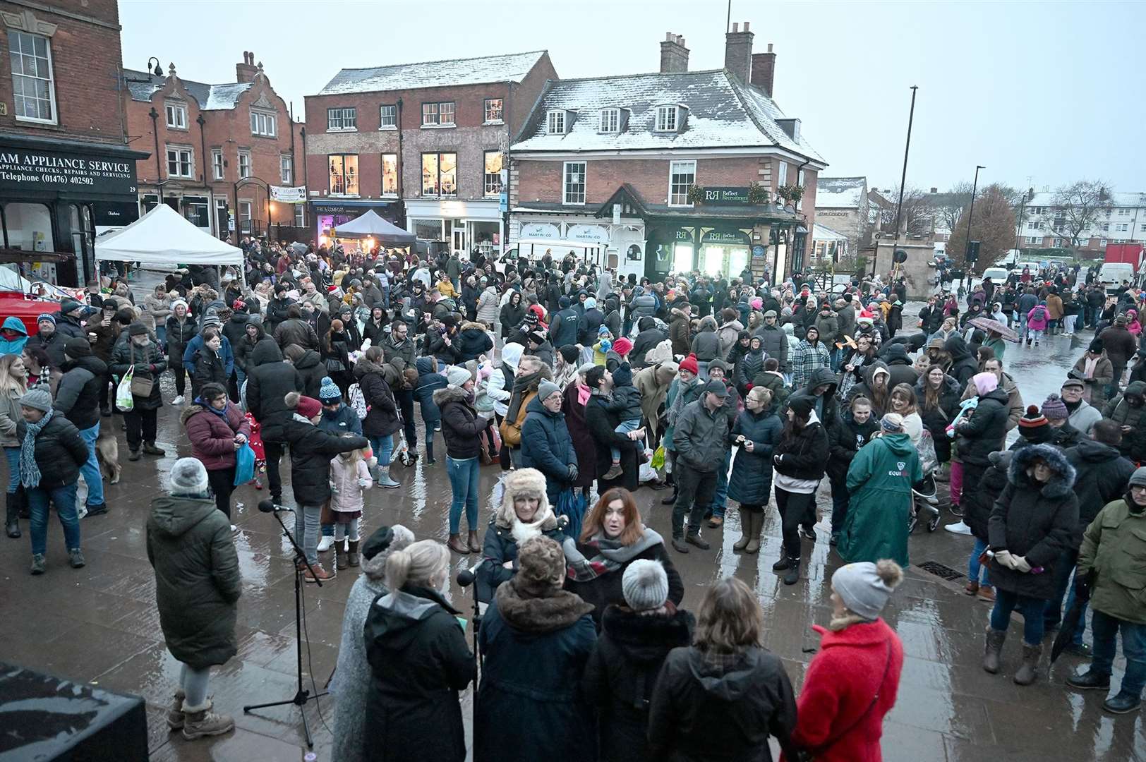 People gathered ready for the lighting of the tree.