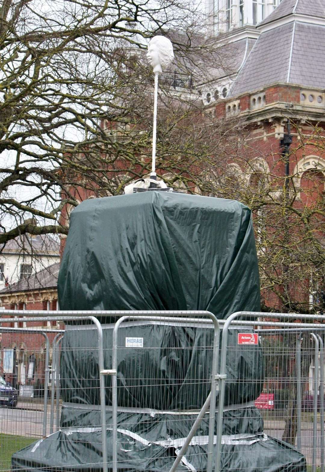 The statue by Mark Robla placed on the plinth in St Peter's Hill. Photo: Ian Selby (44512791)