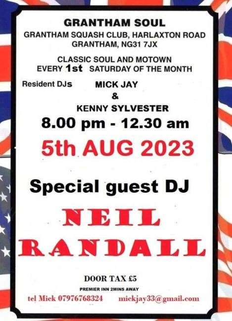 The Grantham Squash Club are holding a night of soul and motown.