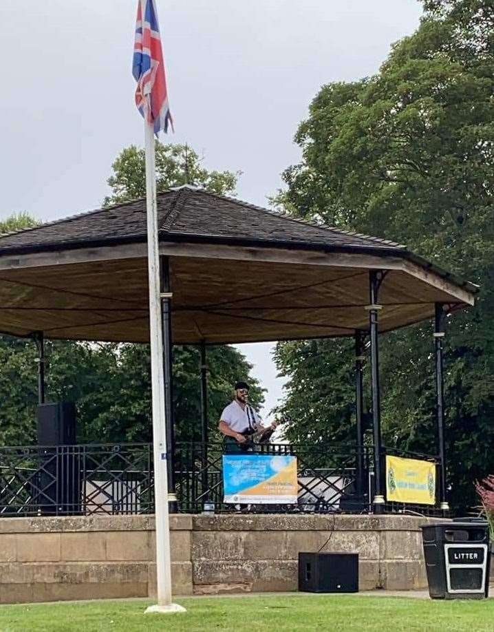 The flag flying in front of the bandstand