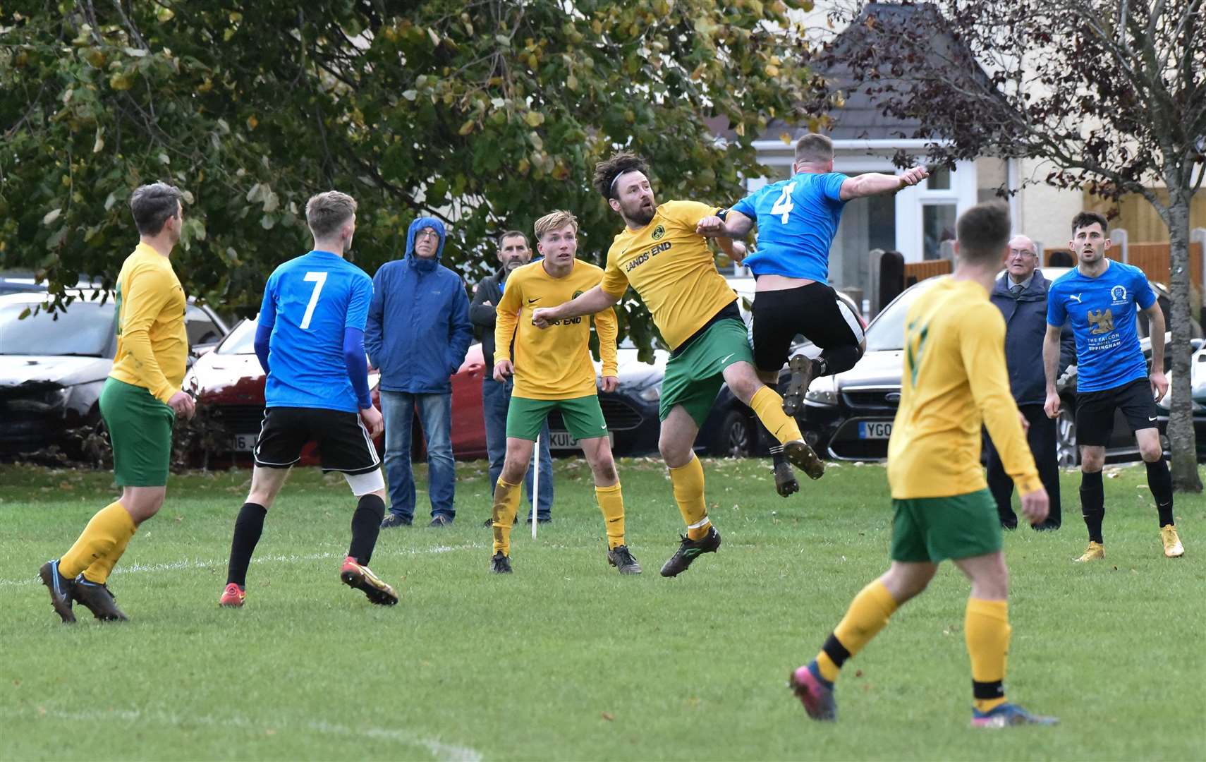 Uppingham (blue) v Oakham, Peterborough League Premier Division. Picture: David Pearson (53017294)