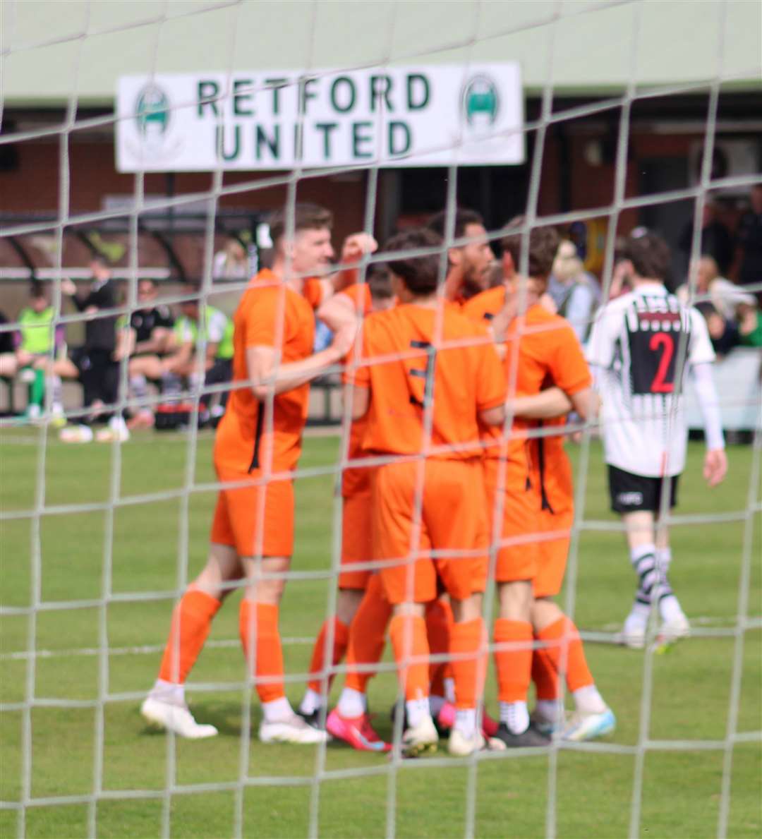 Blackstones celebrate a goal at Retford. Photo: Darren Wiggins