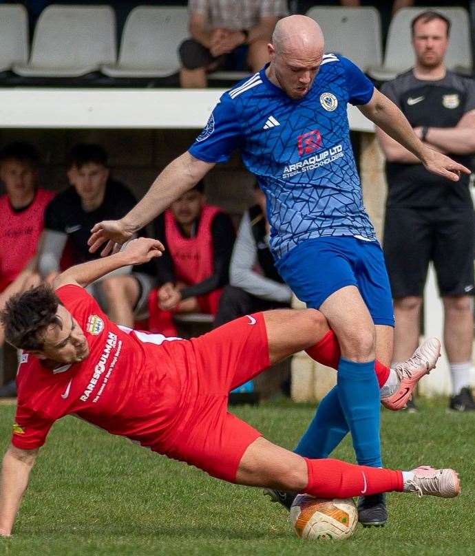 Action from Harrowby's home defeat to Melton Town. Photo: Steve Nesbitt @lincssnapper