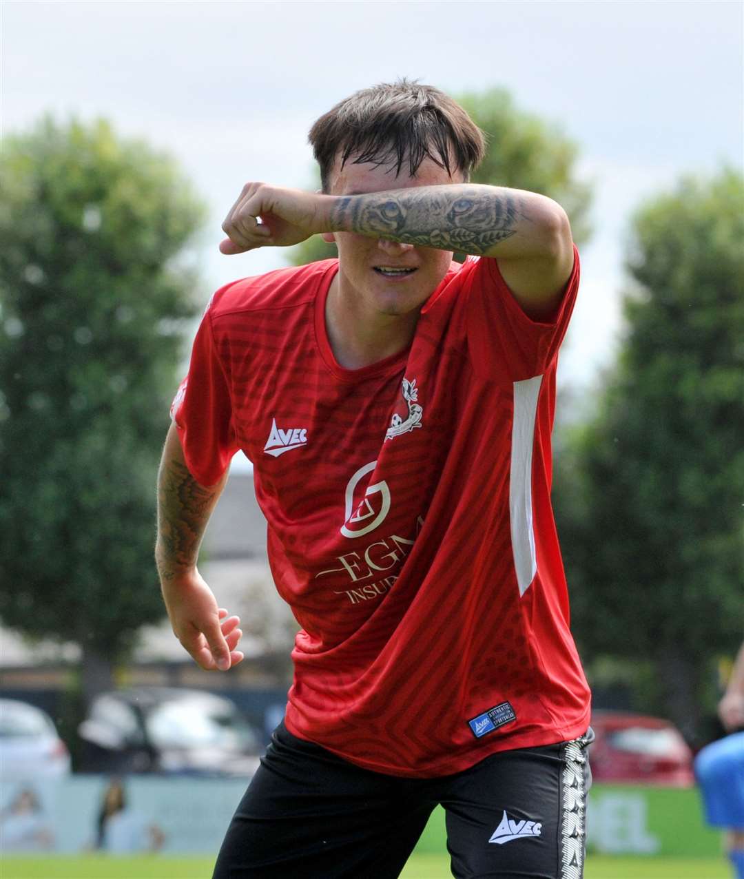 Logan Tate celebrates his goal. Photo: Chris Lowndes