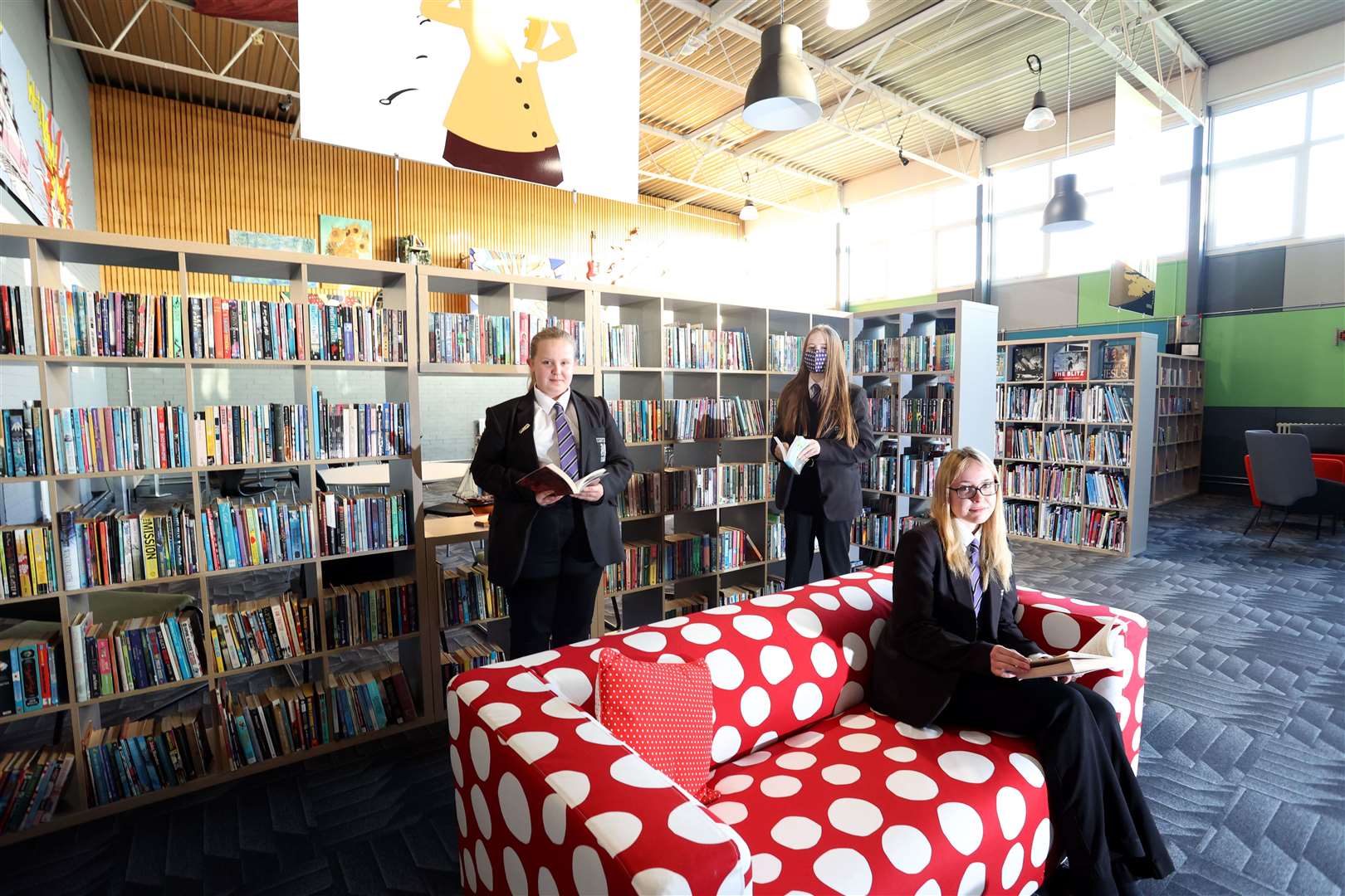 Pupils take a break in the new library