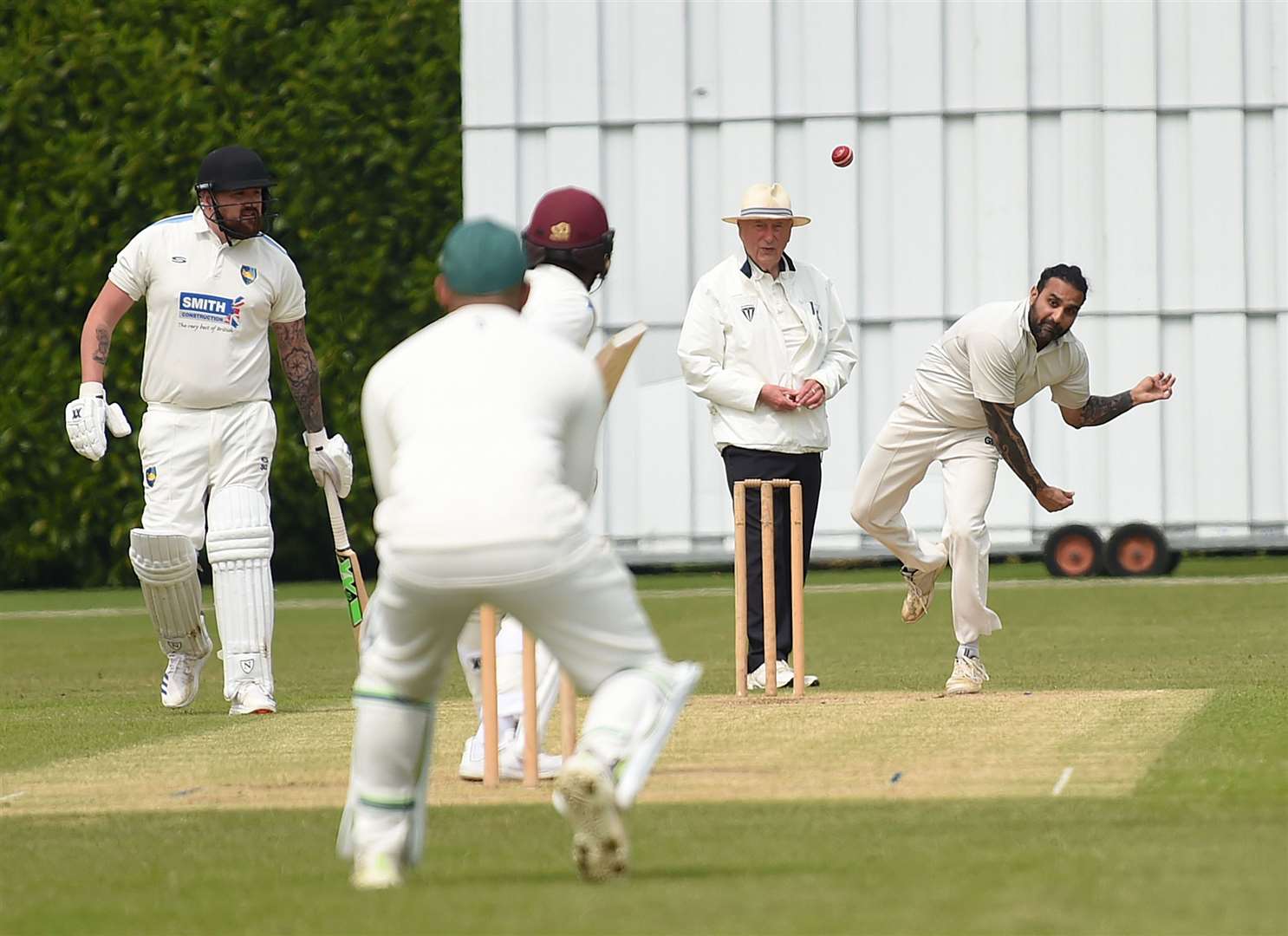 Rahul Kumar bowling for Grantham 2nds on Saturday. Photo: Toby Roberts