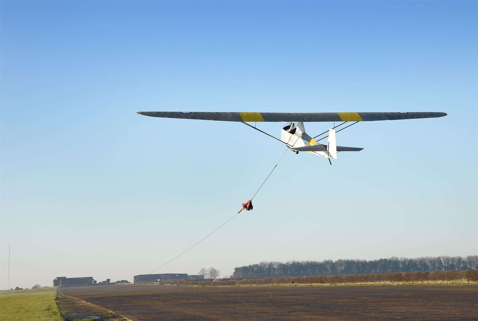 Roy Ferguson-Dalling is winched into the air at Buckminster Gliding Club to mark 50 years since he first flew solo