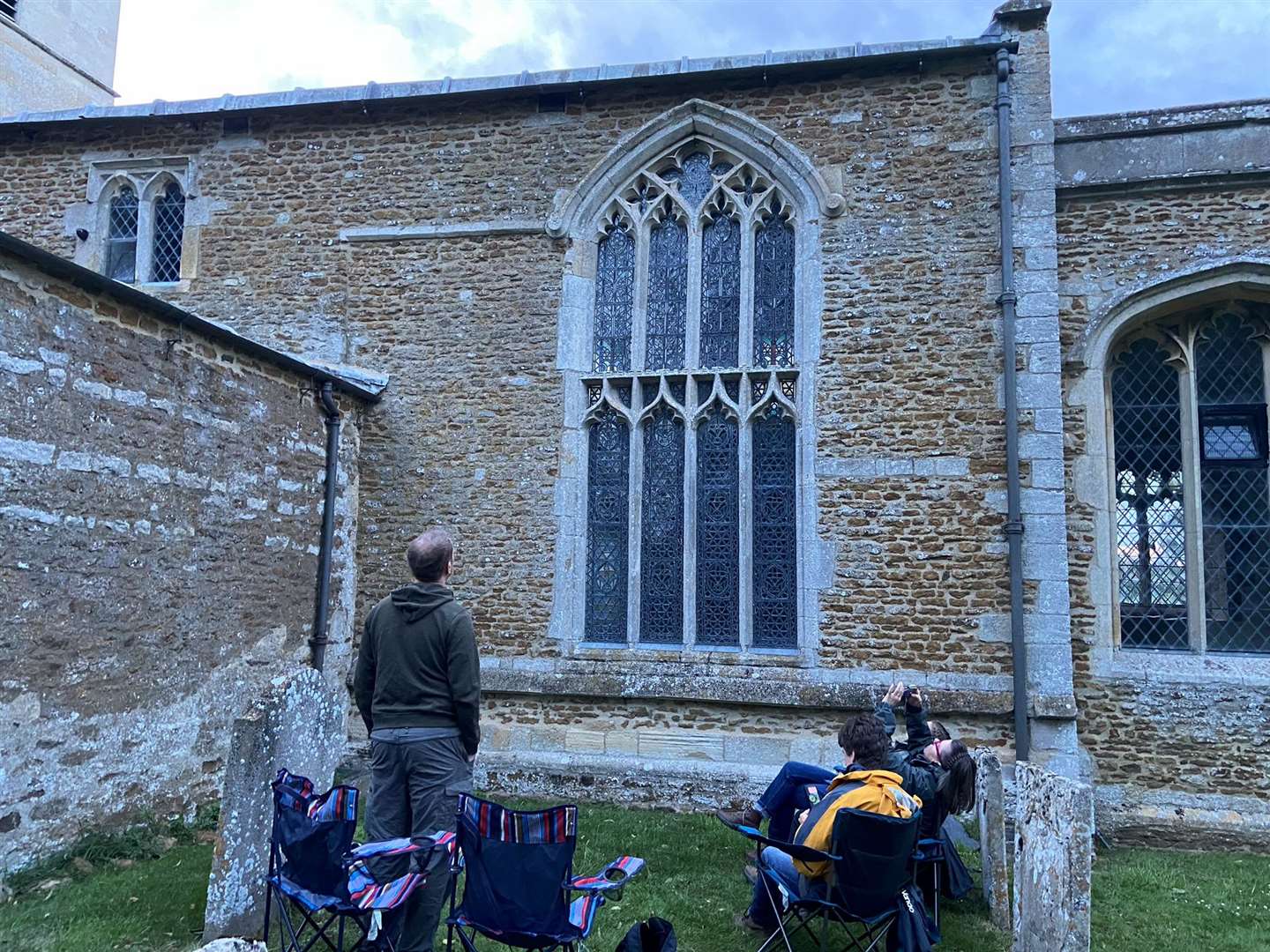 Participants at the community bat count at St Edmund's Church in Egleton
