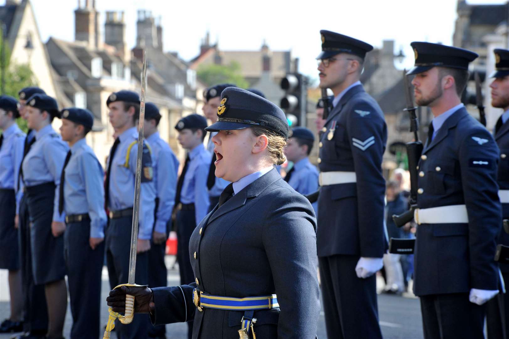 2071 (Stamford) Squadron on parade with members of the Royal Air Force