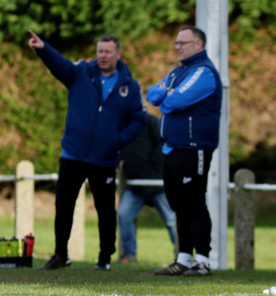 Knights boss Lewis Thorogood, right, and assistant Mark Melson. Picture: Mark Bullimore Photography 2025