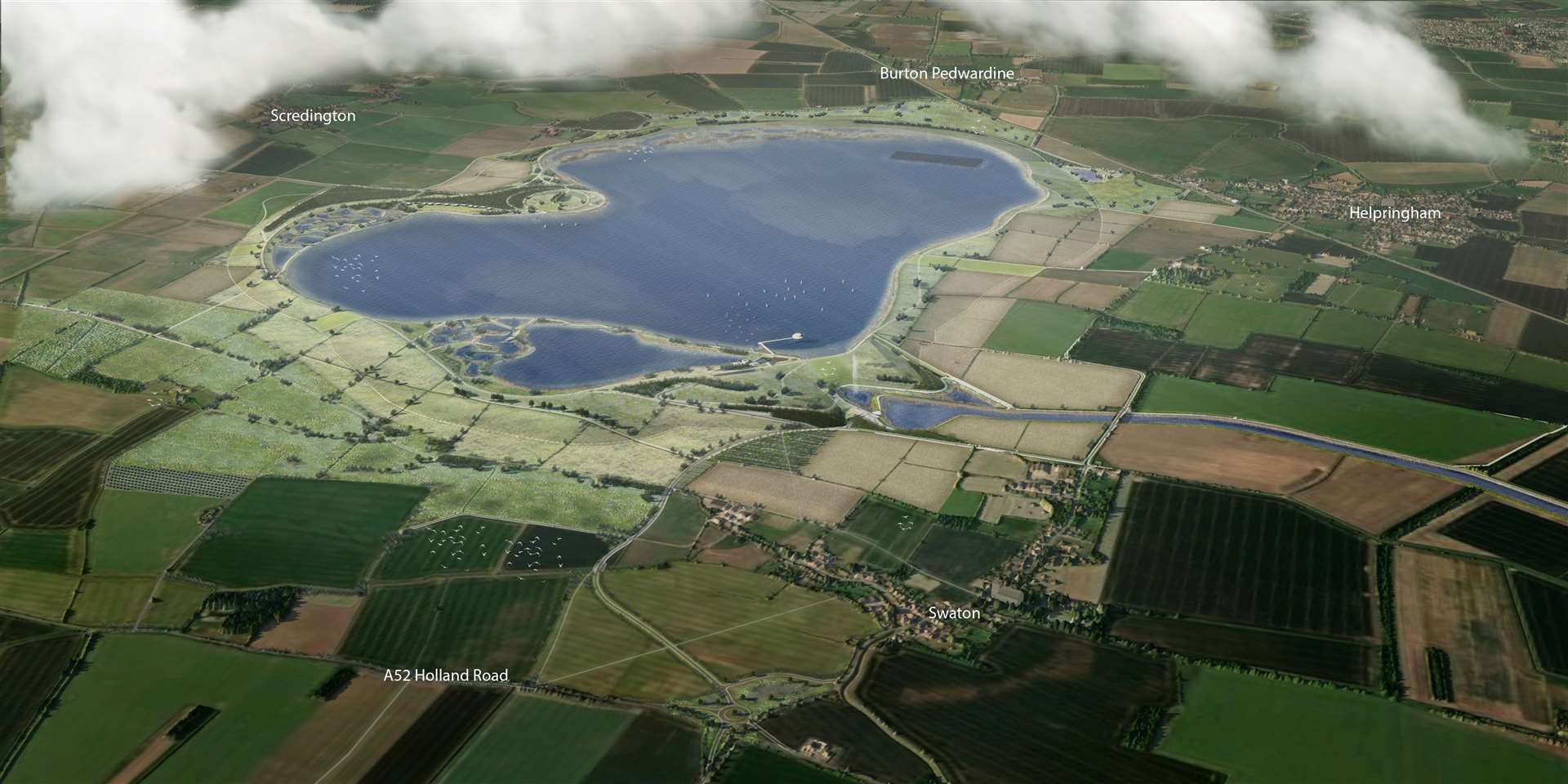 Anglian Water has unveiled an artist's impression of how the proposed Lincolnshire Reservoir could look PHOTO: ANGLIAN WATER