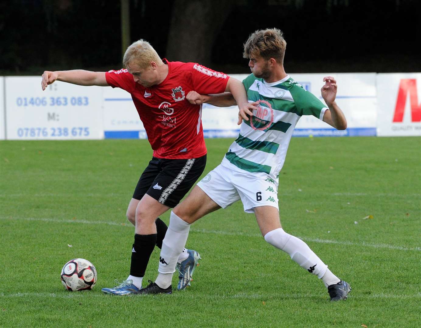 Action from Pinchbeck's home defeat to Framlingham. Photo: Chris Lowndes