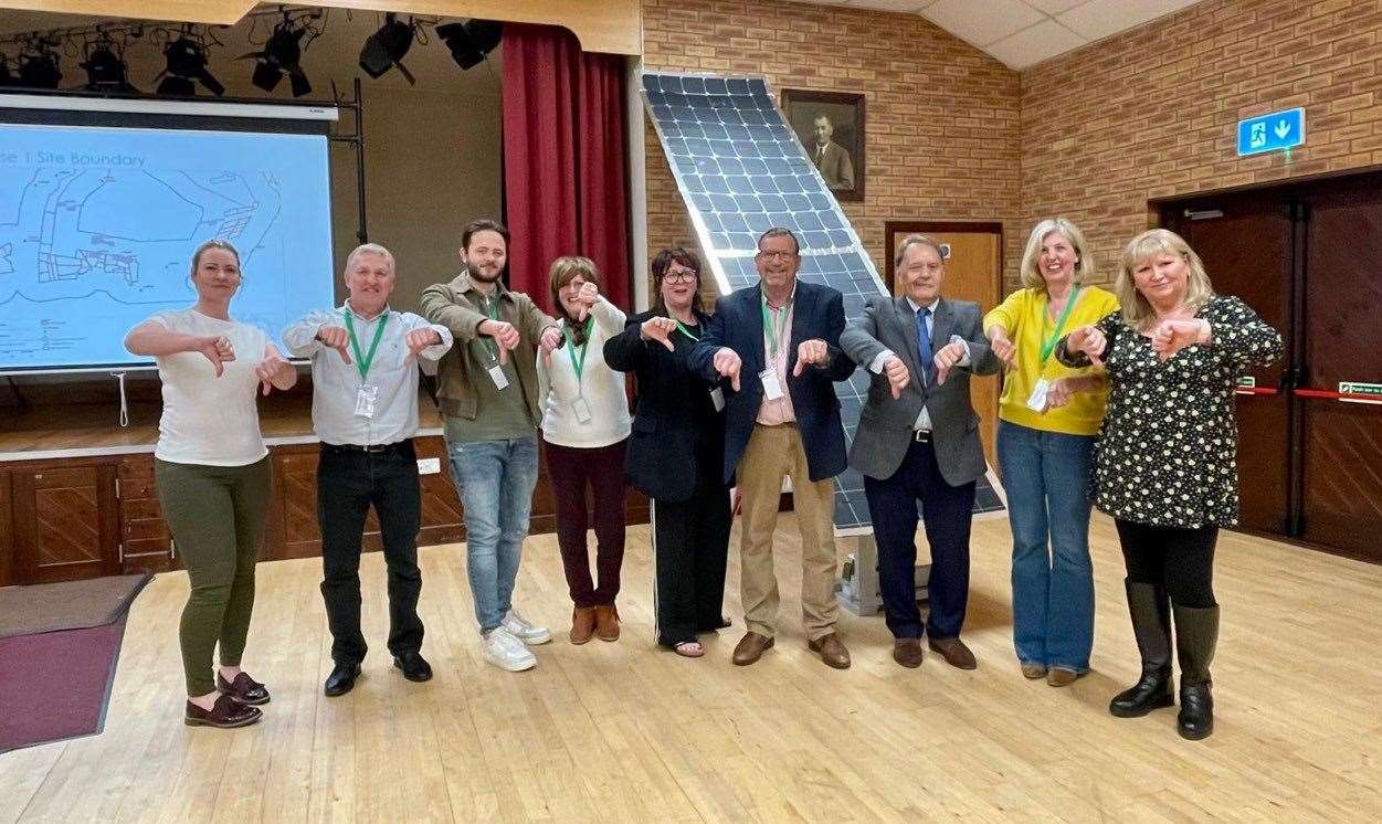Members of the Meridian Action group with Conservative candidate John Hayes. Helen Huyton is second from the right
