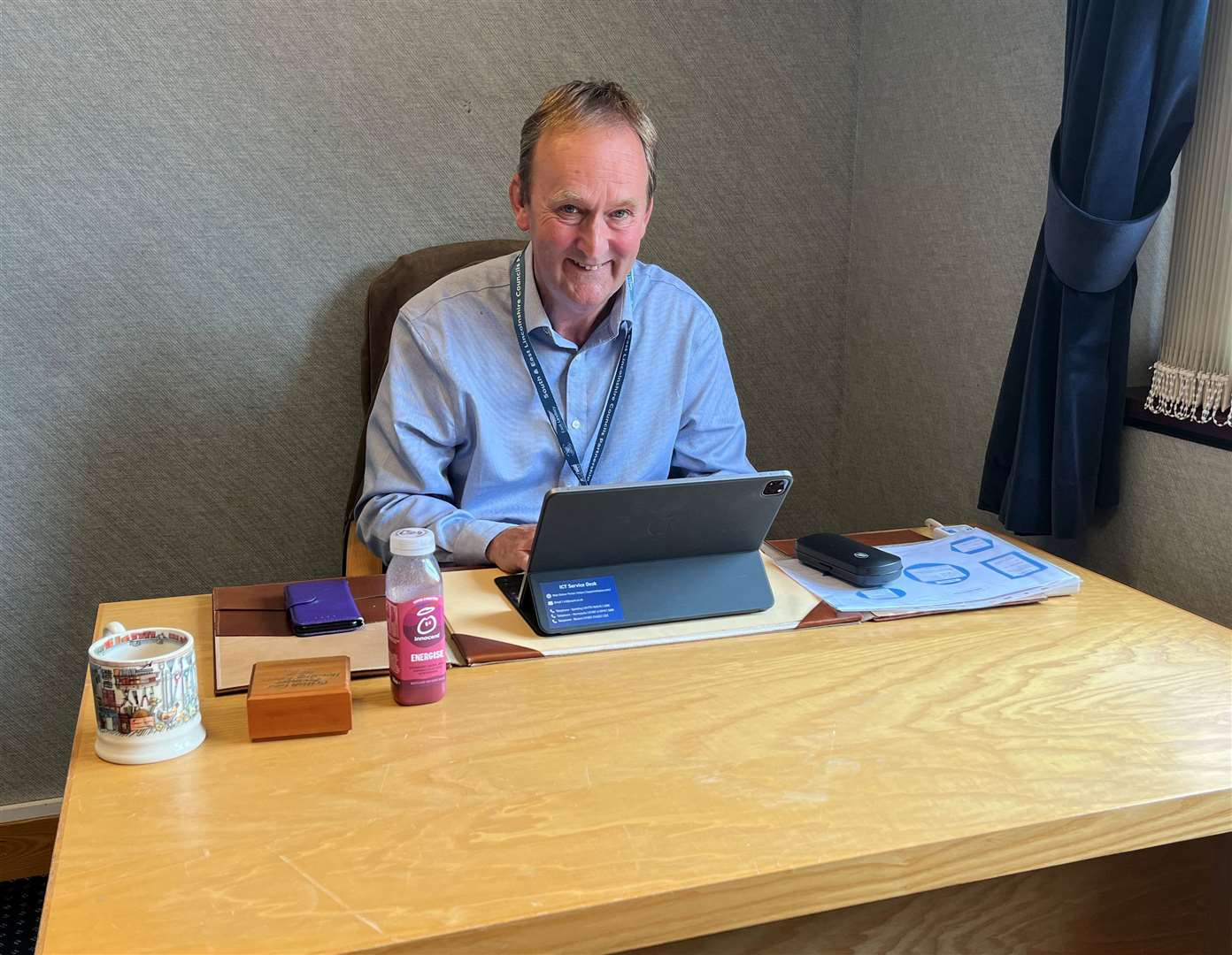 Nick Worth in the leader's office at South Holland District Council