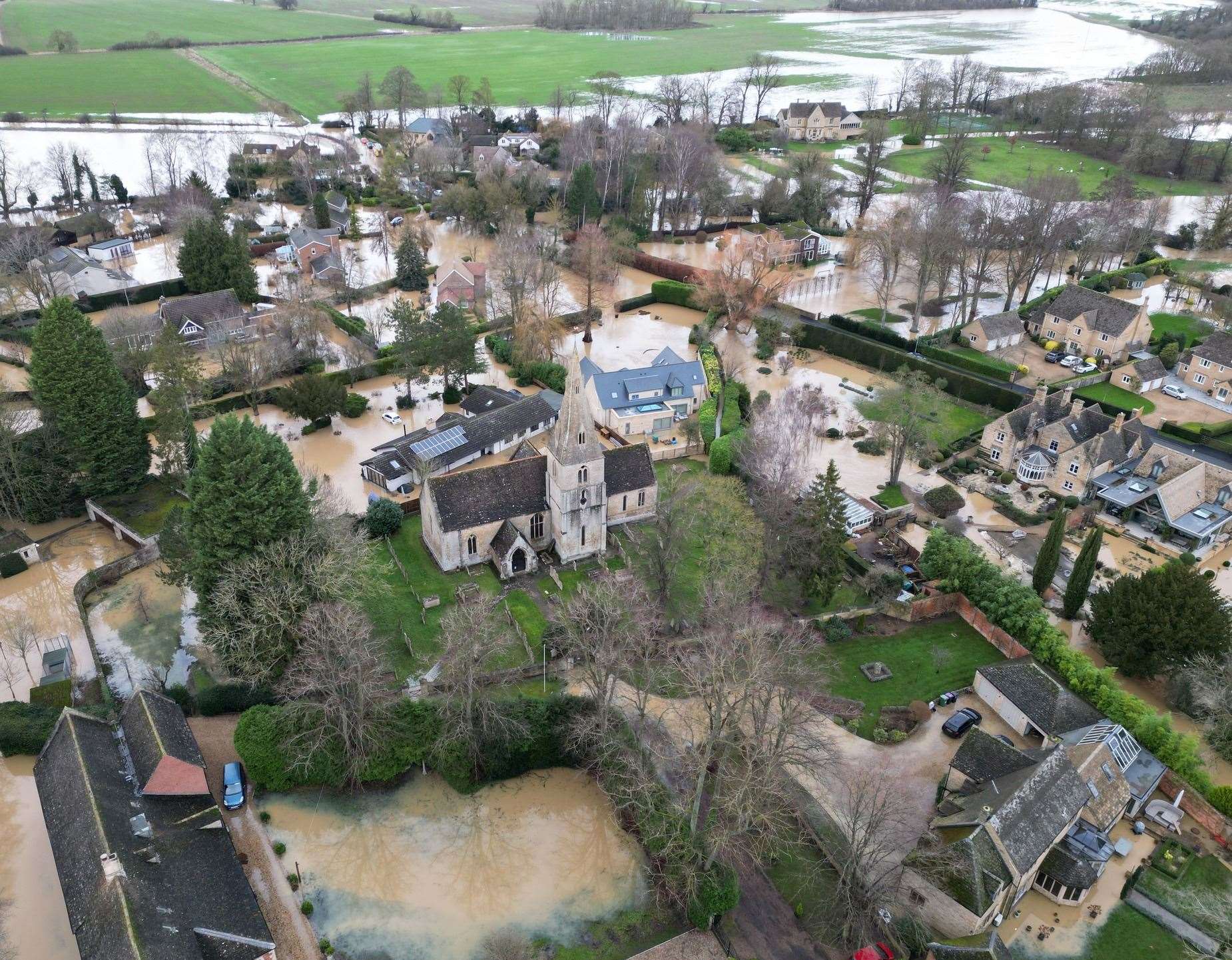 Flooding in Greatford on January 3, 2024. Photo: Adam Brookes