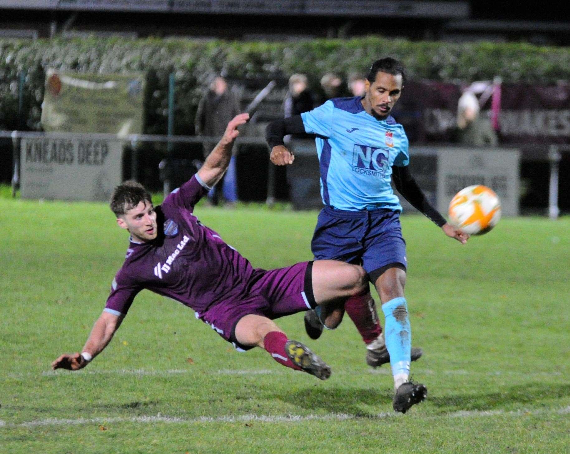 Action from Bourne Town's victory over Radford. Photo: Chris Lowndes