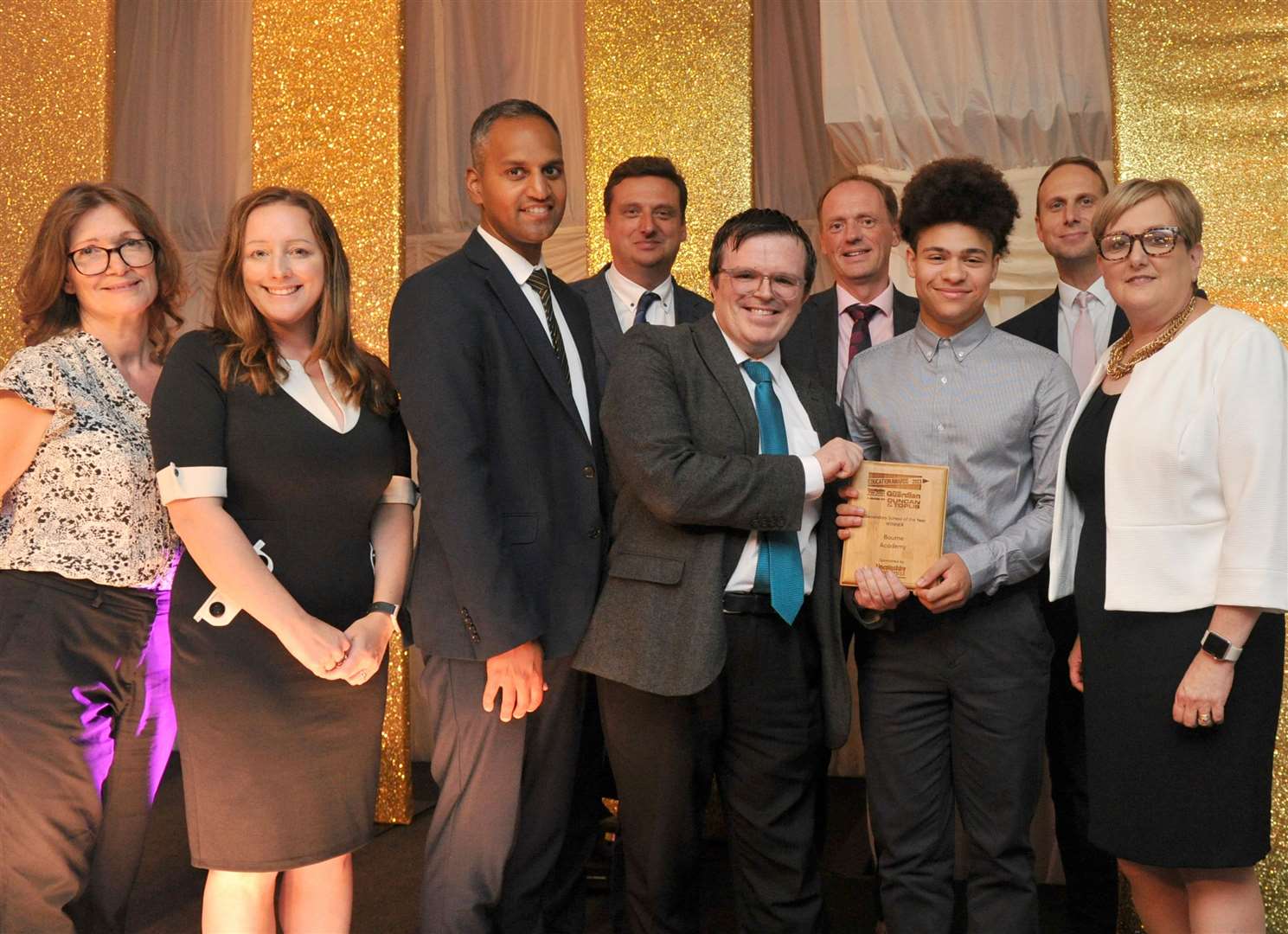 Bourne Academy won the Secondary School of the Year title. The team collected its award from Lincolnshire Free Press and Spalding Guardian head of news Andrew Brookes