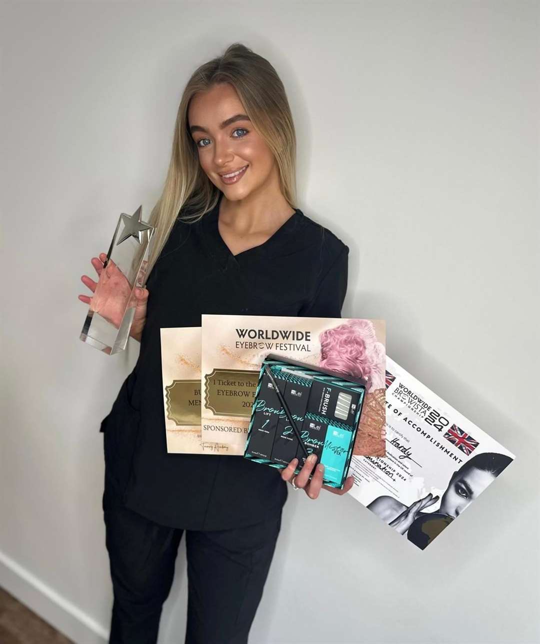 Katie Hardy came third place in the Worldwide Eyebrow Festival competition in Rotterdam