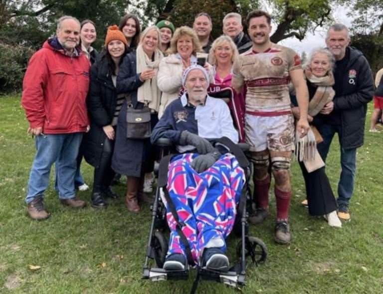 Colin's family also joined him on the touchline