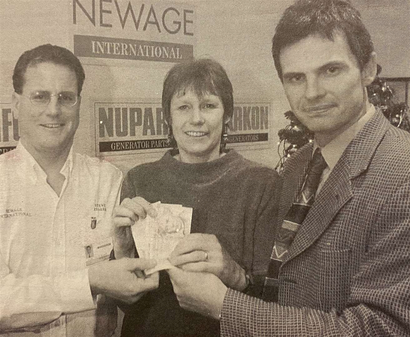 Steve Zeller, managing director of Newage International and Guy Peverell, chairman of the charities committee at Newage International, 25 years ago.