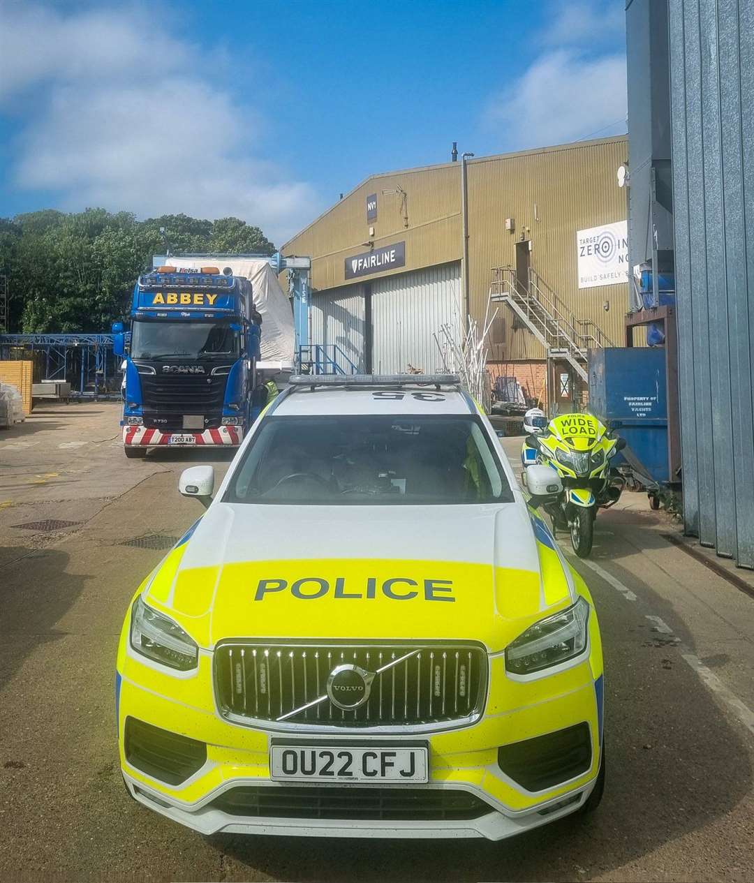 A police escort for a yacht is leaving Oundle this morning