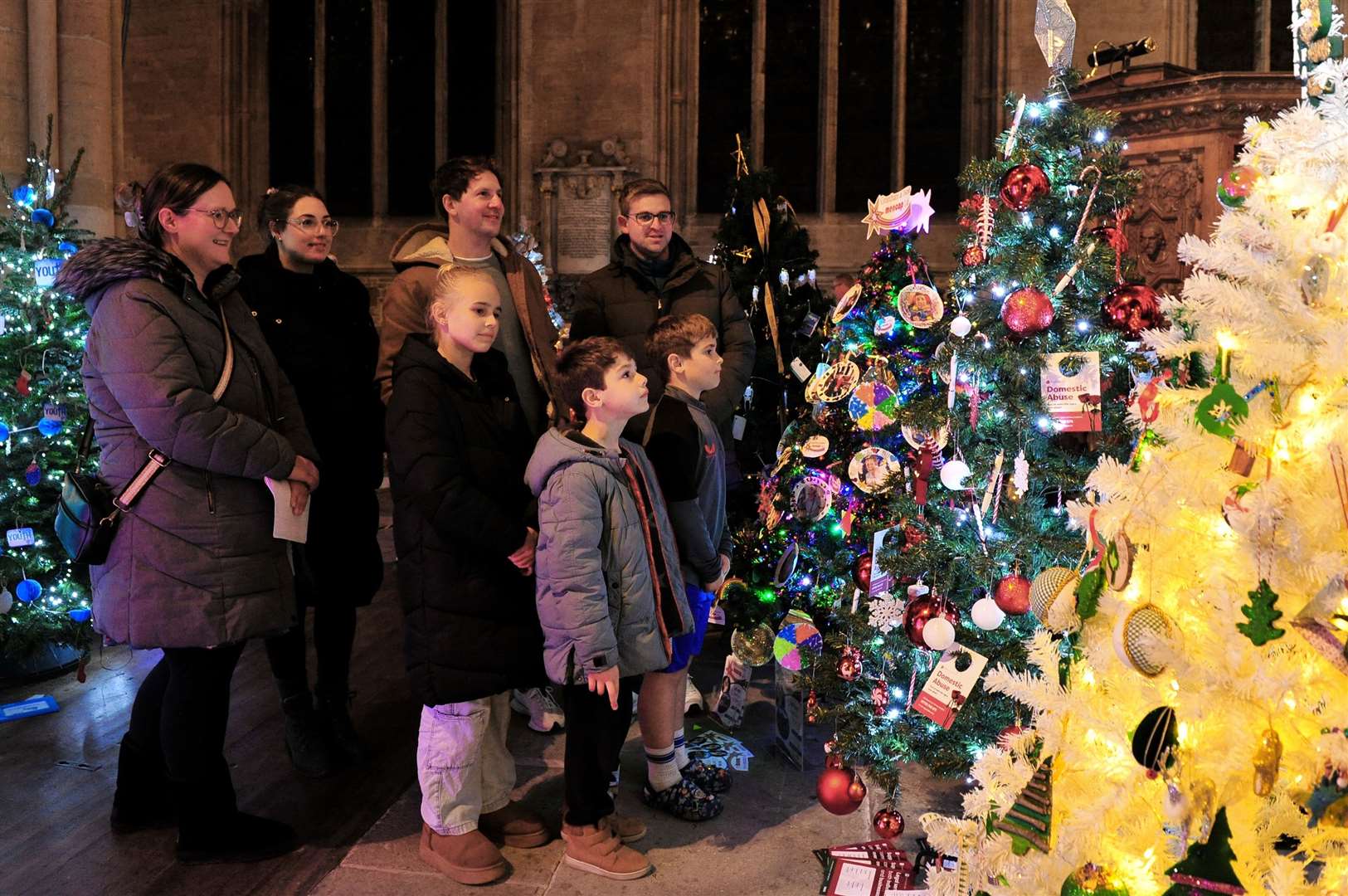 Visitors looking at some of the trees.
