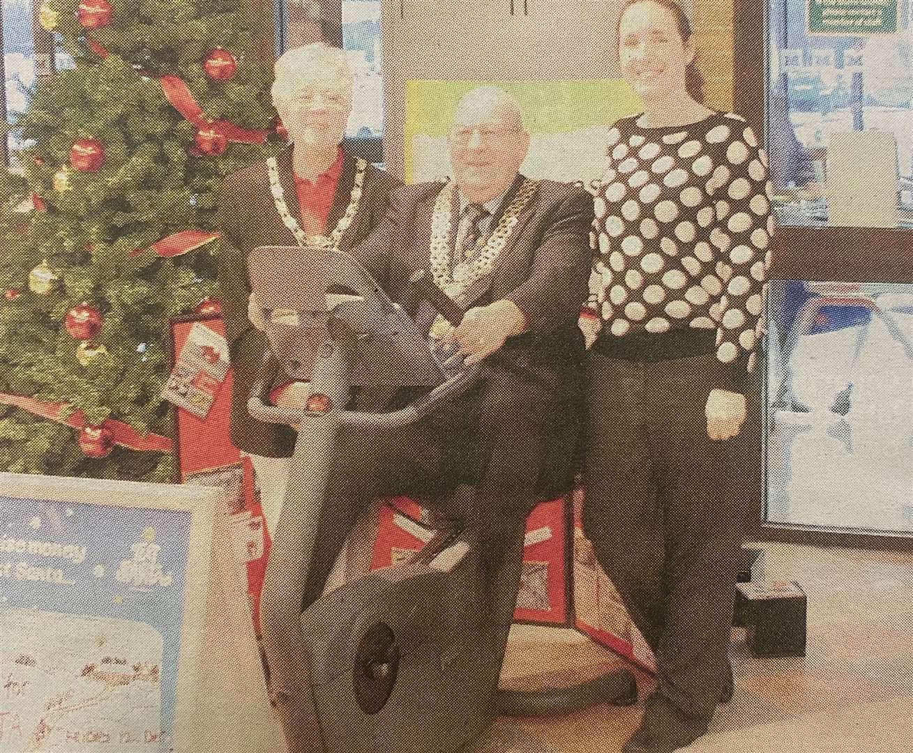 Mayor of Stamford Clem Walden with wife Pamela and Morrisons personnel manager Alex Wainwright 10 years ago.