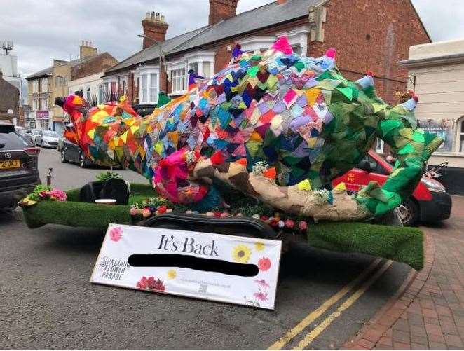 A smoke-breathing dragon will be coming to the Market Place in Spalding. PHOTO: SUBMITTED Spalding Flower Parade CIC (Group)