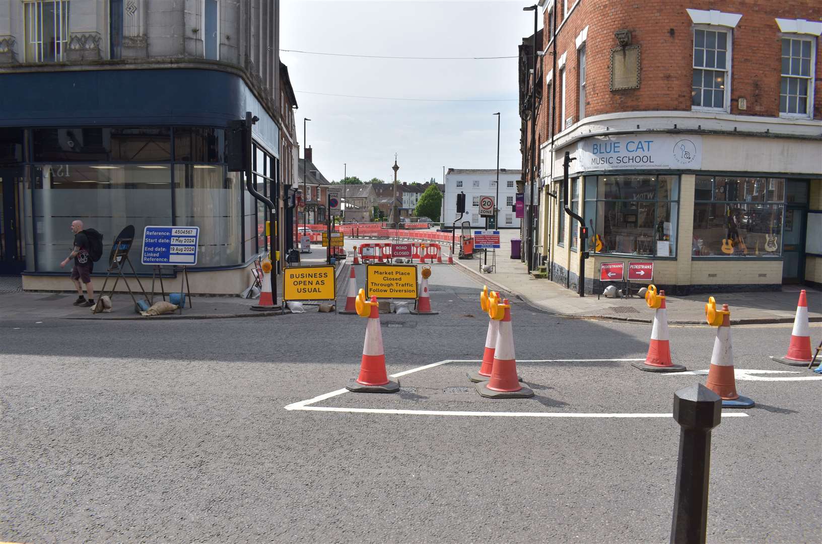 Roadworks are in place for the Market Place works in Grantham. Photo: RSM Photography