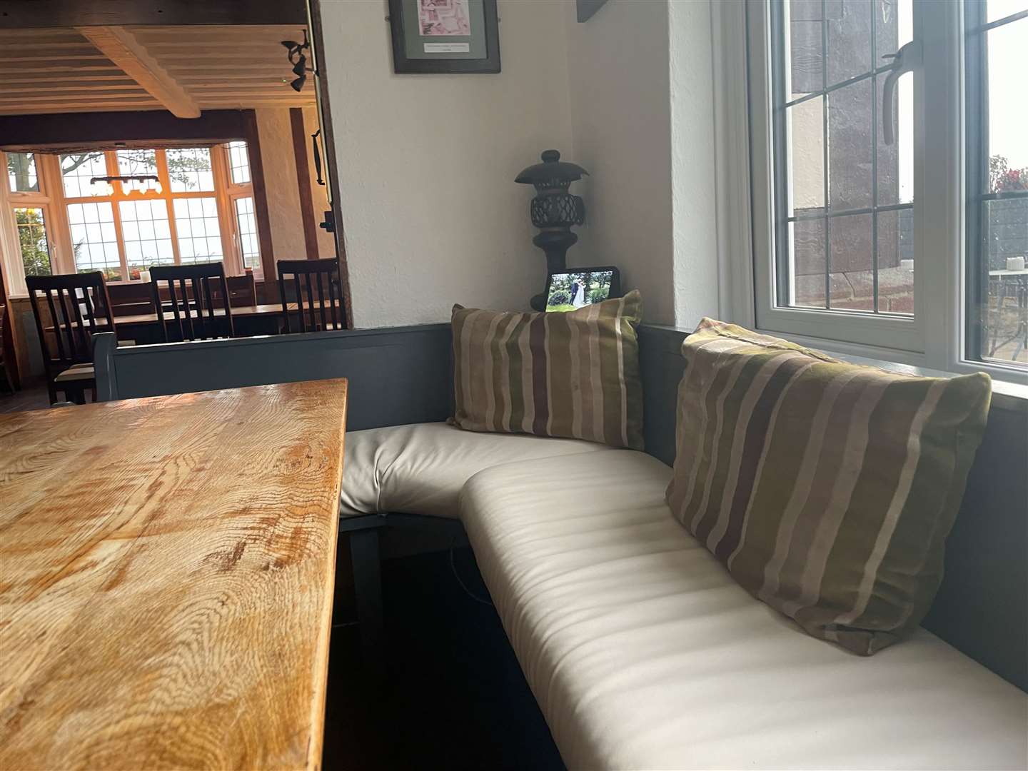 The seats were comfy and the decor warm and homely