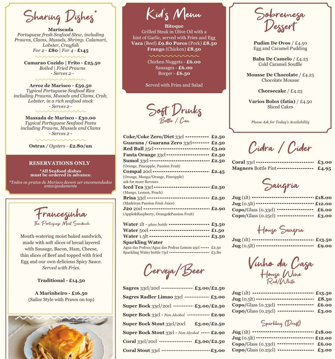 A Poncha menu