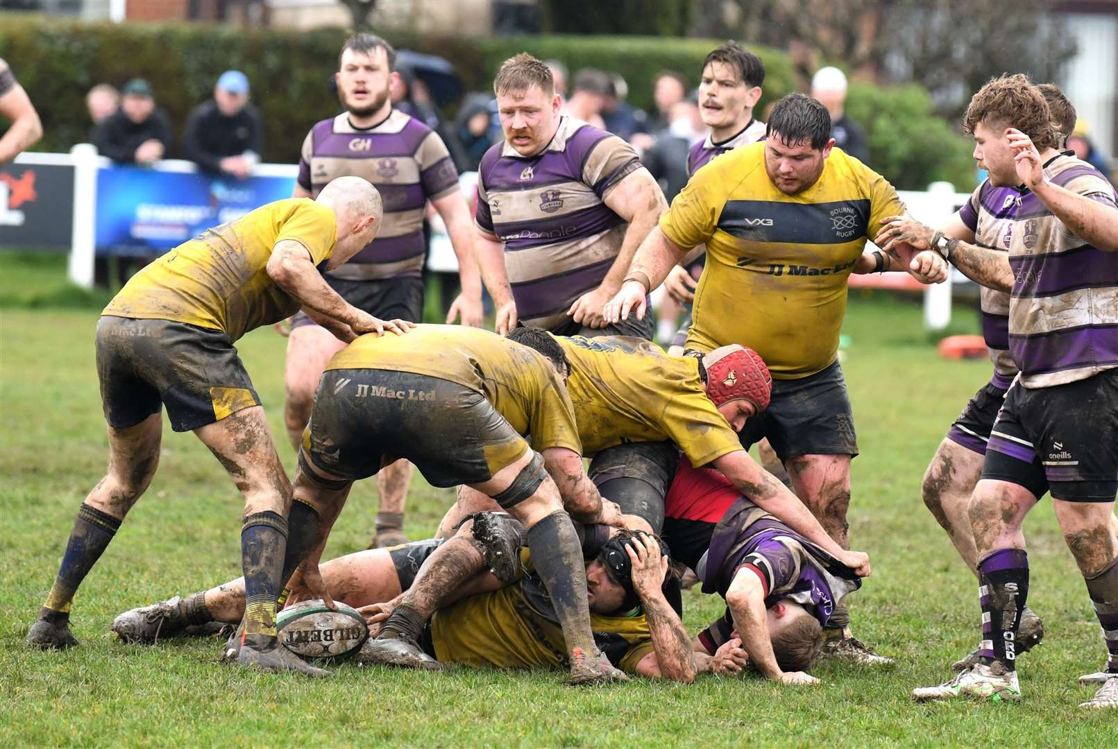 Derby day action as Stamford tackled Bourne. Photo: Alan Hancock